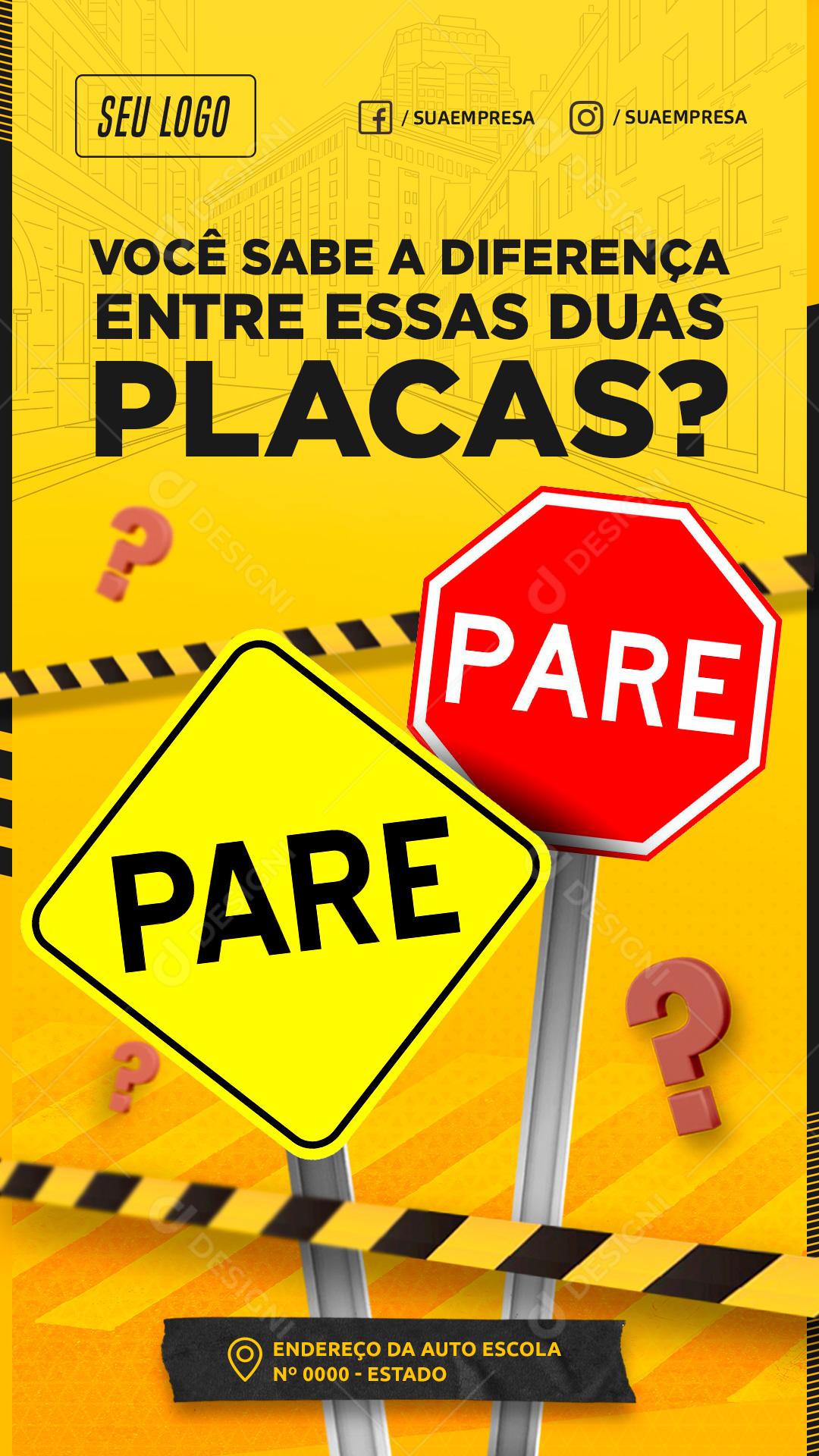 Você Sabe A Diferenças Entre As Duas Placas Social Media PSD Editável