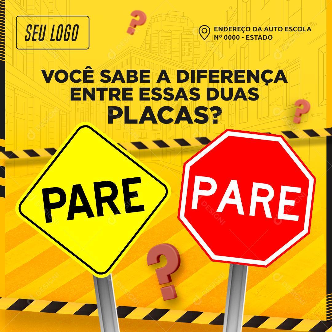 Você Sabe A Diferenças Entre As Duas Placas Social Media PSD Editável
