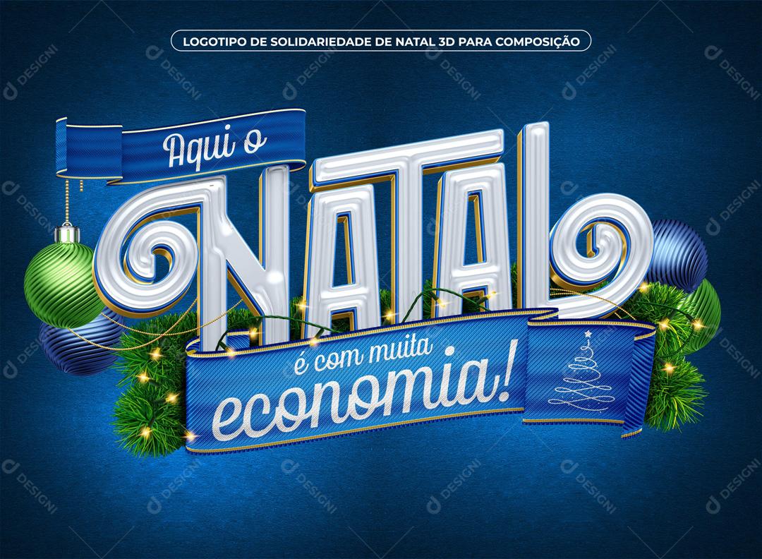 Selo 3D Para Composição Natal com Economia  PSD Texto Editável