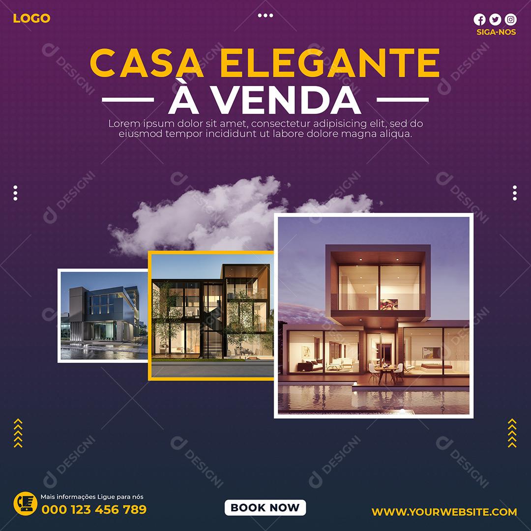 Social Media Banner De Venda De Casa Imobiliária PSD Editável