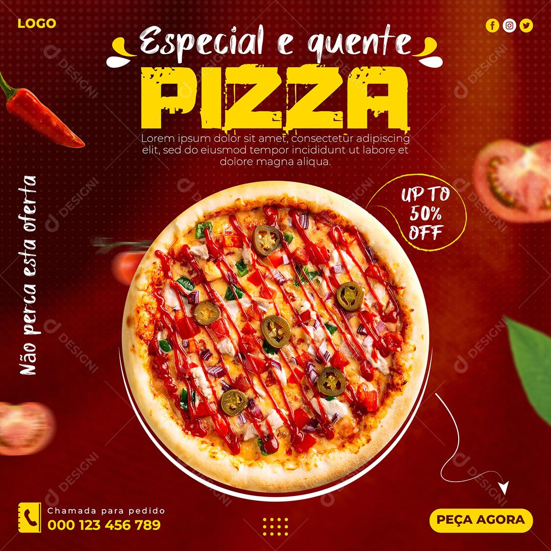 Social Media Pizzaria Banner Especial Pizza Quente PSD Editável