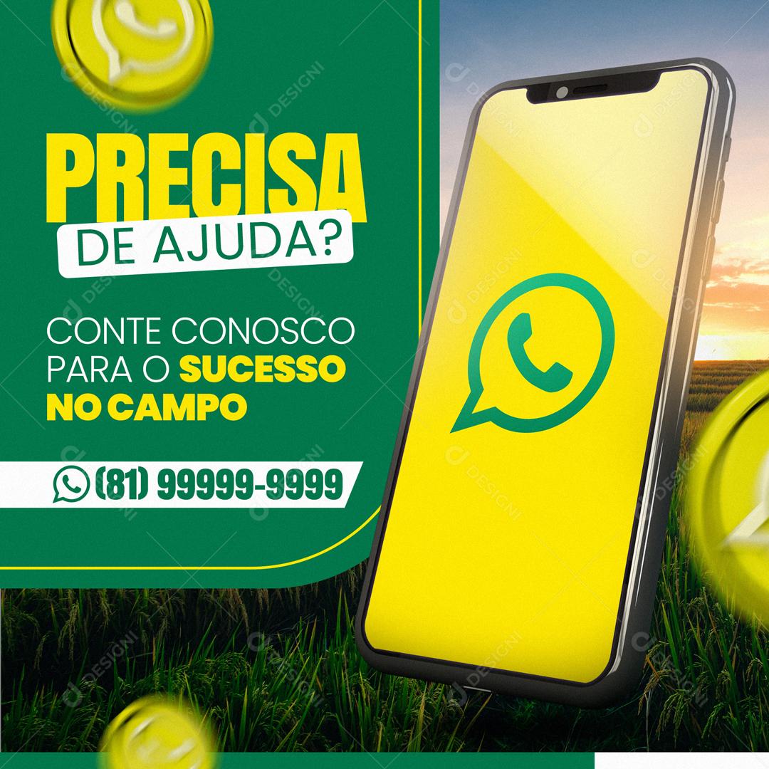 Precisa De Ajuda Conte Conosco Para O Sucesso No Campo Social Media PSD Editável