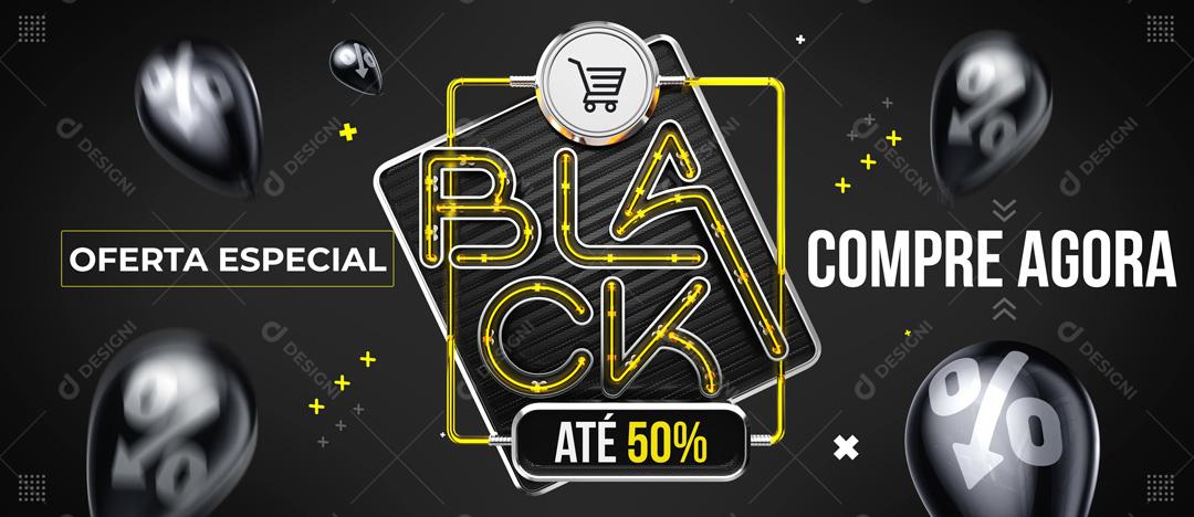 Post Banner Black Friday Grandes Ofertas 50% OFF Social Media PSD Editável