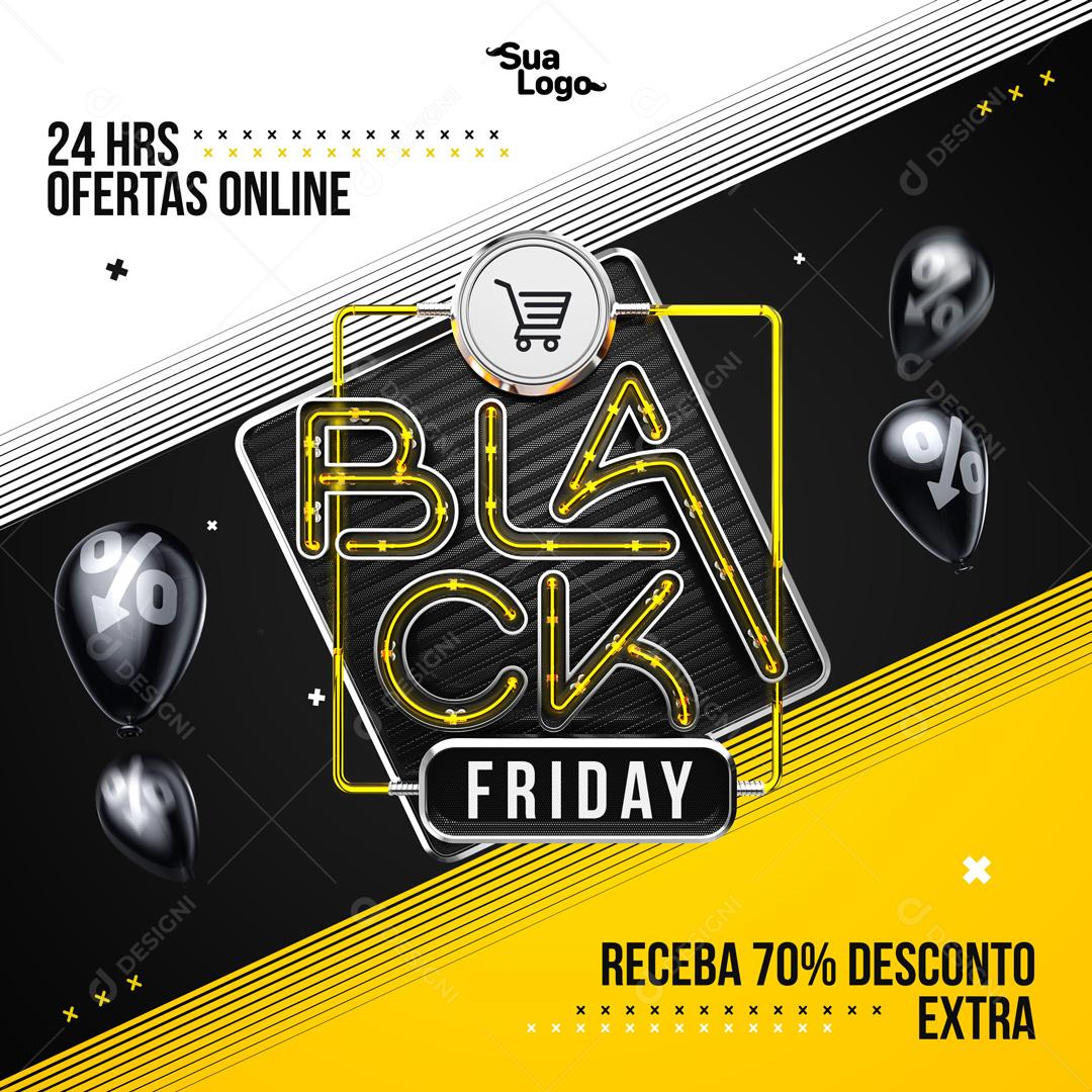 Post Black Friday Até 70% de Desconto Social Media PSD Editável