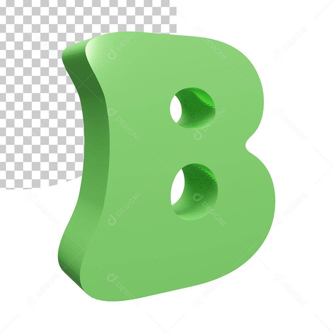Letra B 3D Verde Elemento Para Composição PNG Trasparente