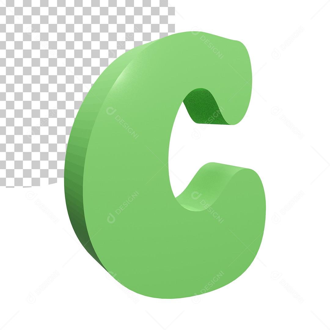 Letra C 3D Verde Elemento Para Composição PNG Trasparente