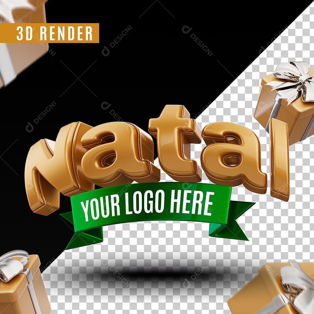 Social Media Natal Texto 3D Para Composição PSD Editável