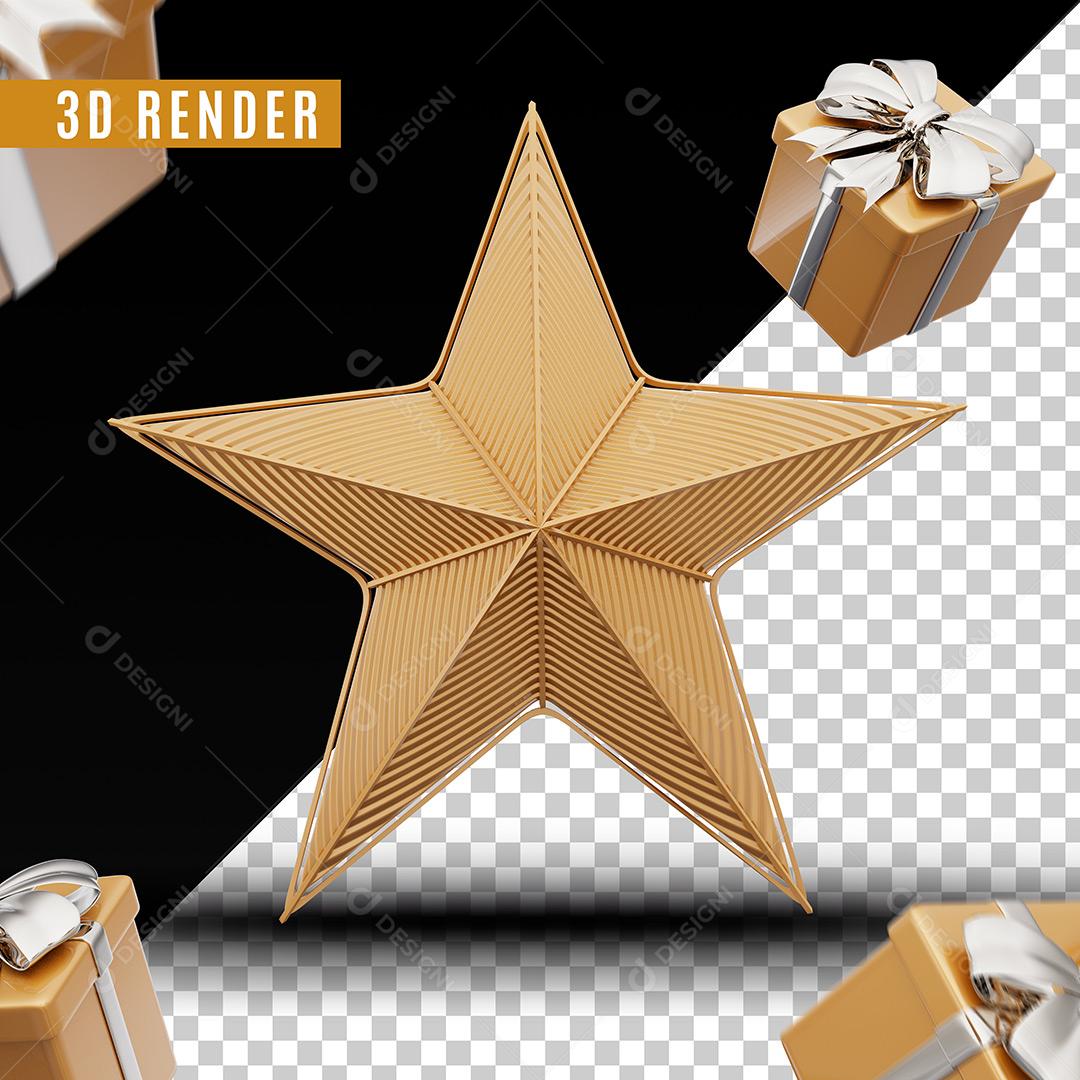 Estrela Natalina Social Media Elemento 3D Para Composição PSD Editável