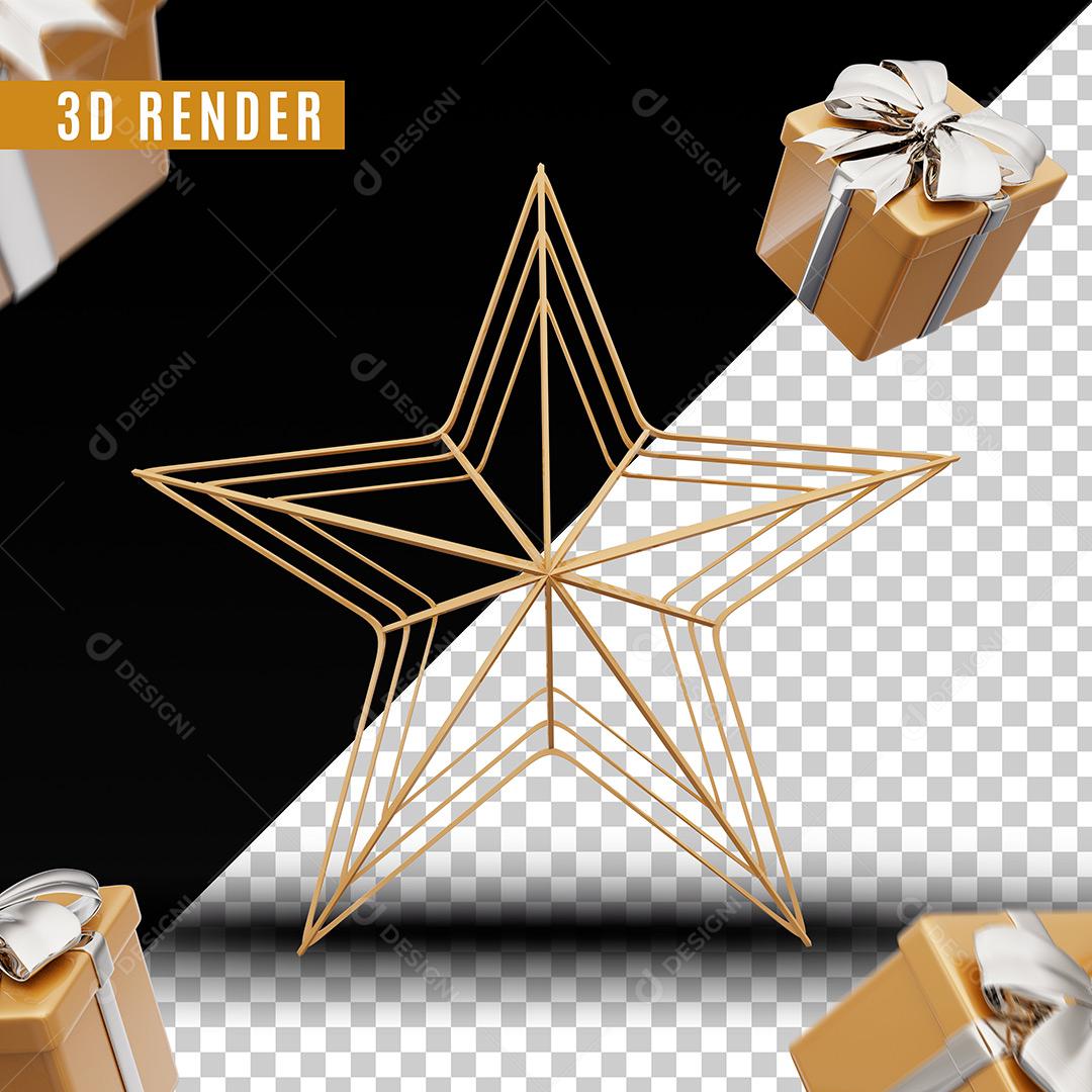 Estrela Natalina Elemento 3D Para Composição PSD