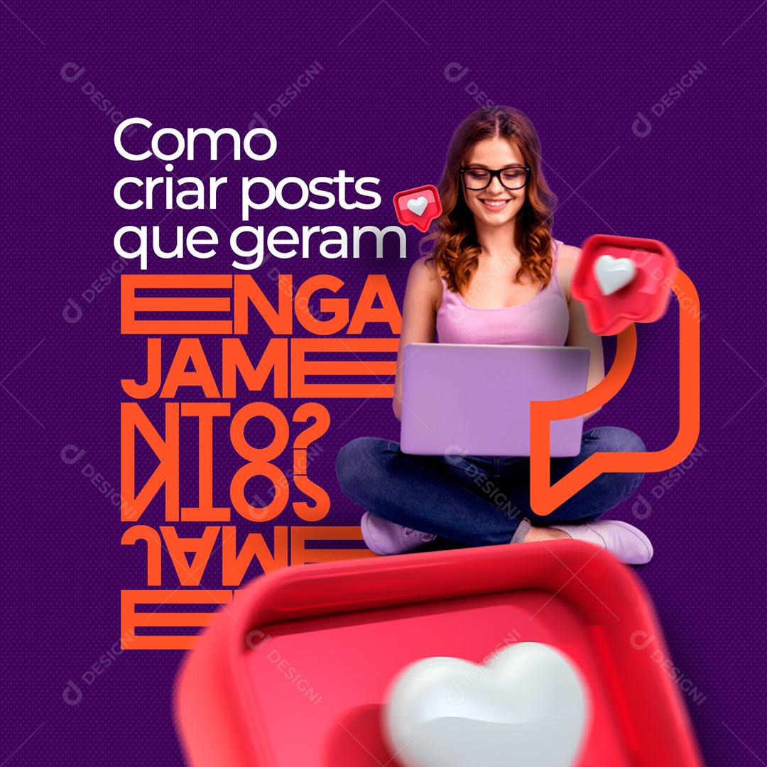 Social Media Marketings Digital Como Cria Post Agência PSD Editável