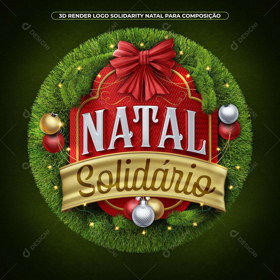 Selo 3D Natal Solidário Para Composição PSD Editável