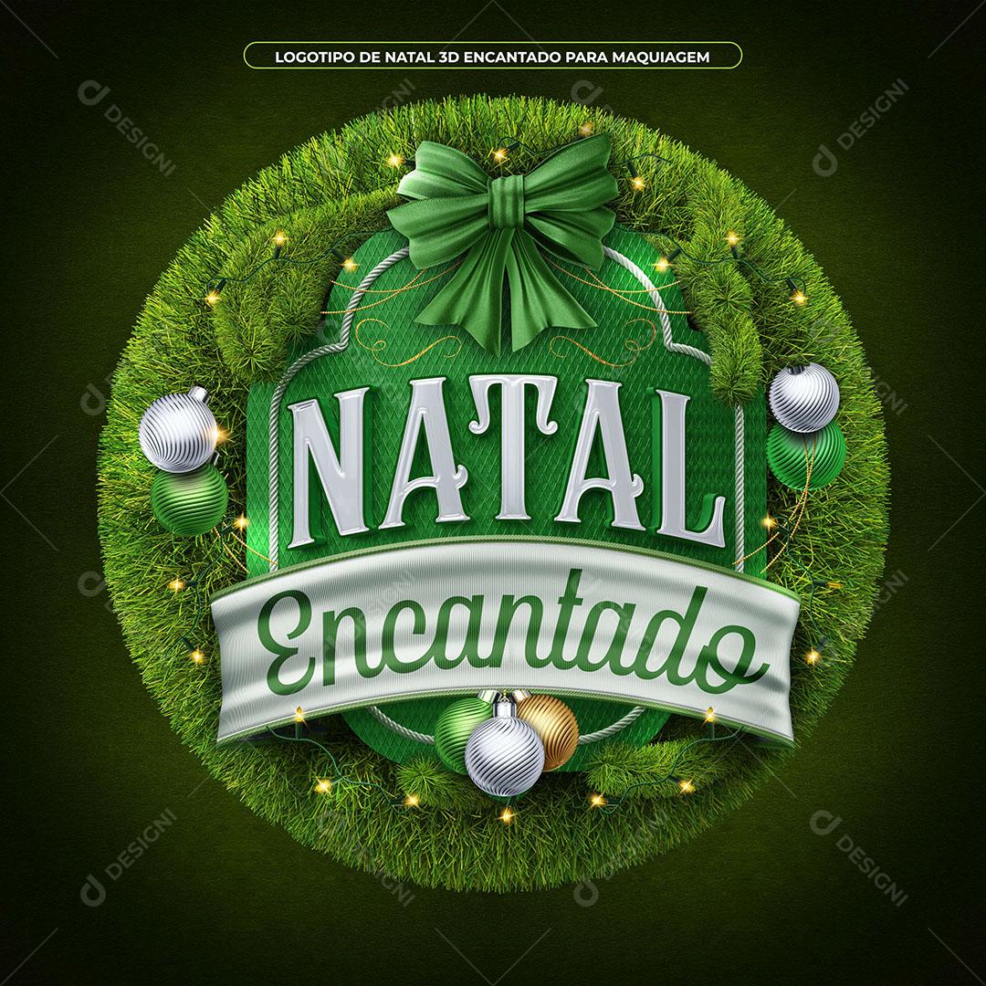 Logotipo de Renderização 3d de Natal Encantado para Composição PSD Editável