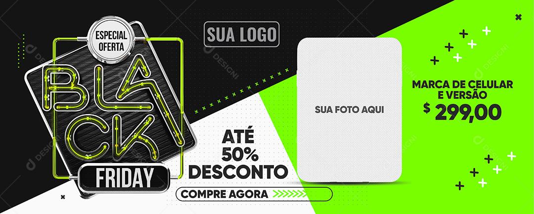 Banner Black Friday Smartphone Até 50% De Desconto Social Media PSD Editável