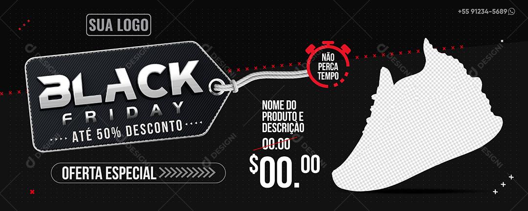 Banner Black Friday Sapatos Até 50% De Desconto Social Media PSD Editável