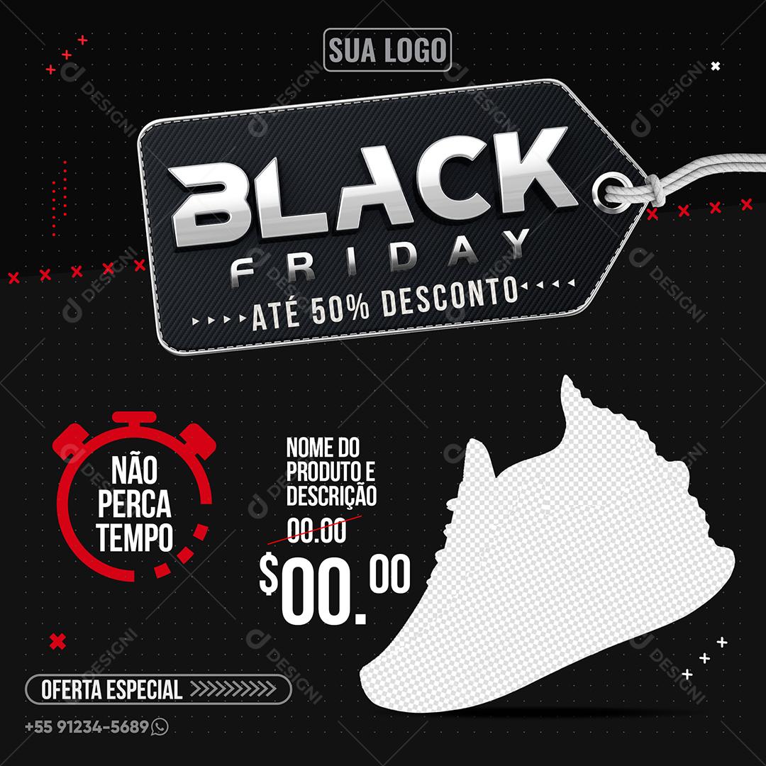Banner Black Friday Sapatos Até 50% De Desconto Social Media PSD Editável