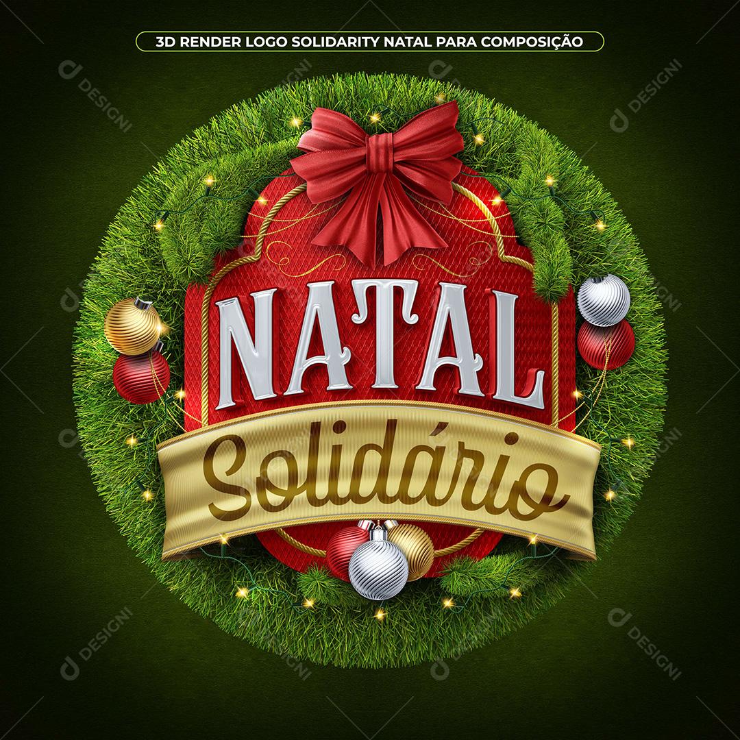 Selo 3D Para Composição Natal Solidário PSD Texto Editável