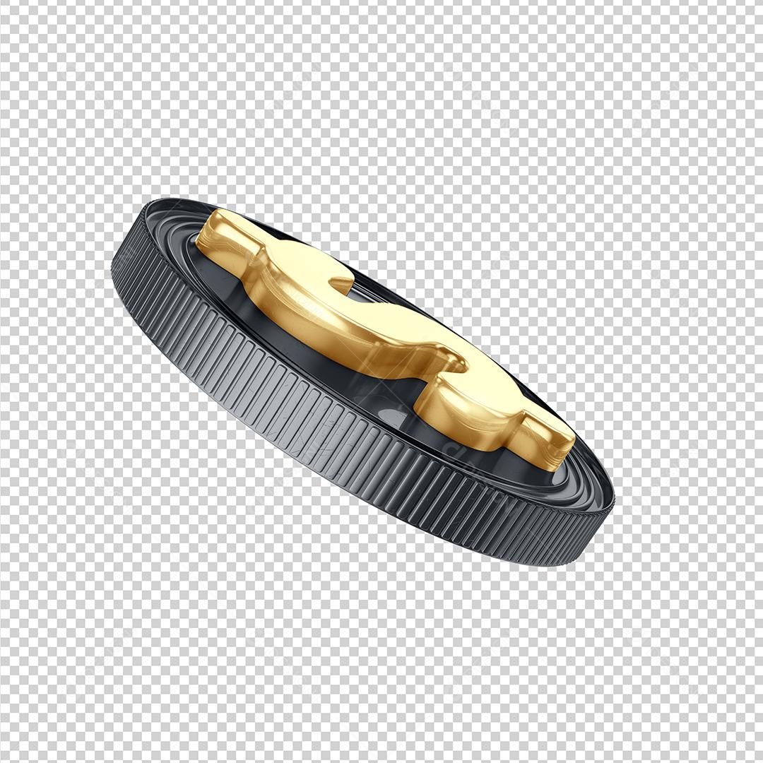 3D Element For Compositing Real Coin Golden Dollar Sign