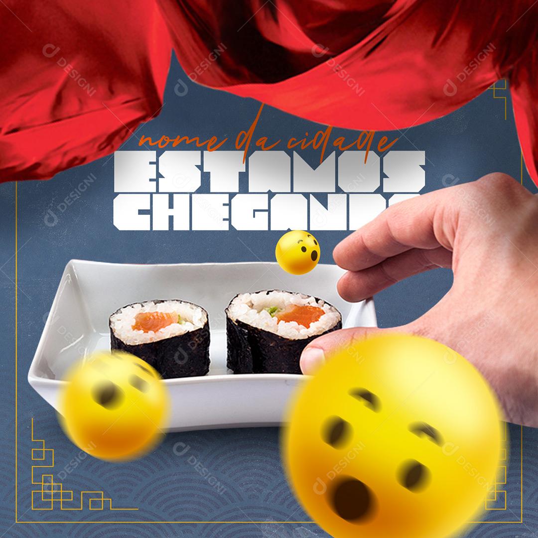 Comida Japoneza Social Media Estamos Chegando Sushi PSD Editável