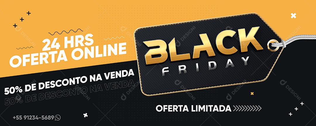 Banner Black Friday 50% De Desconto Social Media PSD Editável