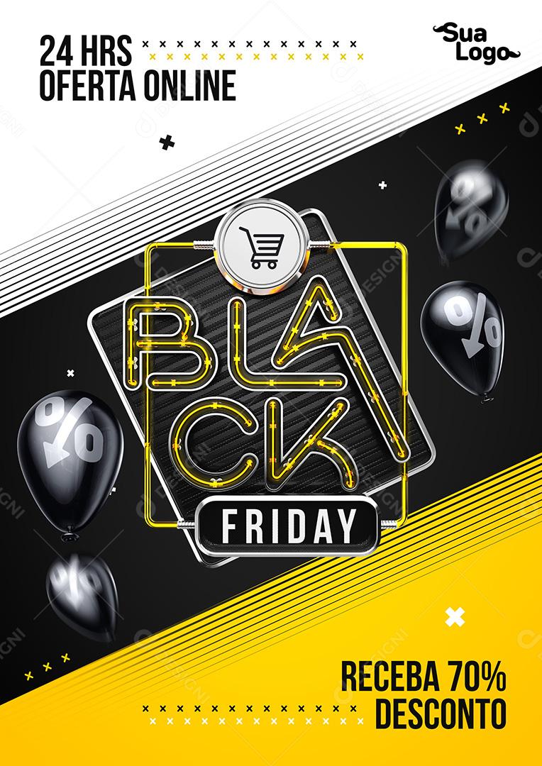 Panfleto Black Friday Receba Até 70% De Desconto Social Media PSD Editável