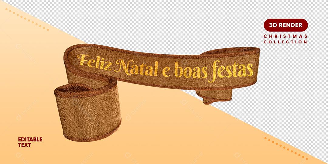 Feliz Natal E Boas Festas Social Media  Banner 3D PSD Editável