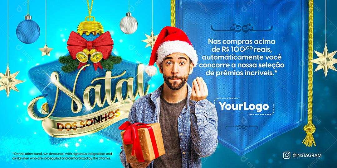 Natal Dos Sonhos Social Media Banner 3D Para Composição PSD Editável