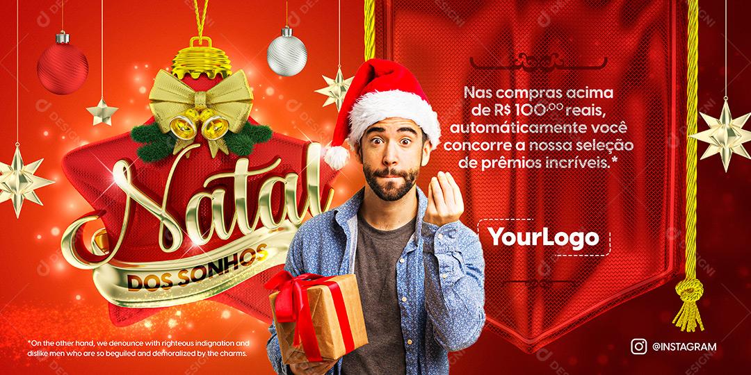 Social Media Natal Dos Sonhos Banner 3D Para Composição PSD Editável