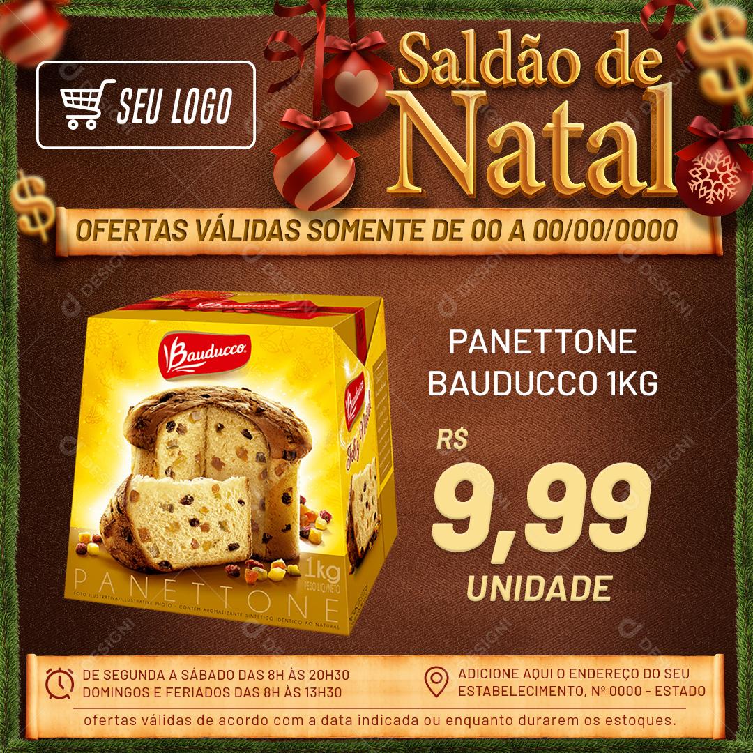 Encarte Saldão De Natal Panetone Social Media PSD Editável