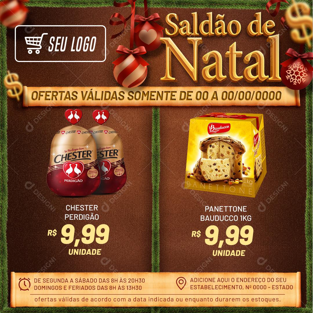 Encarte Saldão De Natal Panetone Social Media PSD Editável