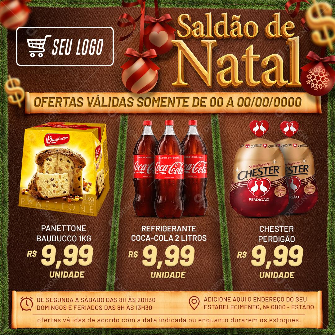 Encarte Saldão De Natal Panetone Social Media PSD Editável