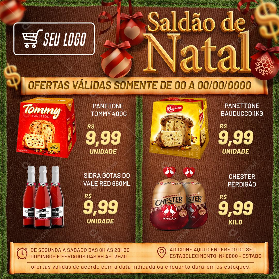 Encarte Saldão De Natal Panetone Social Media PSD Editável