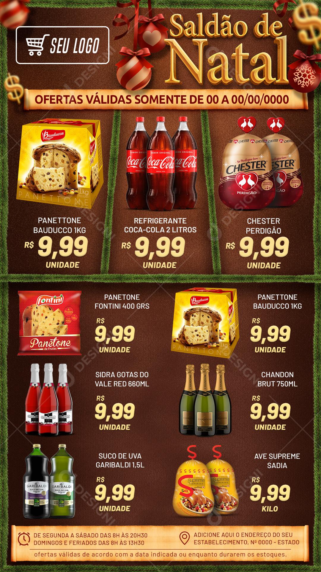 Encarte Saldão De Natal Panetone Produtos Social Media PSD Editável