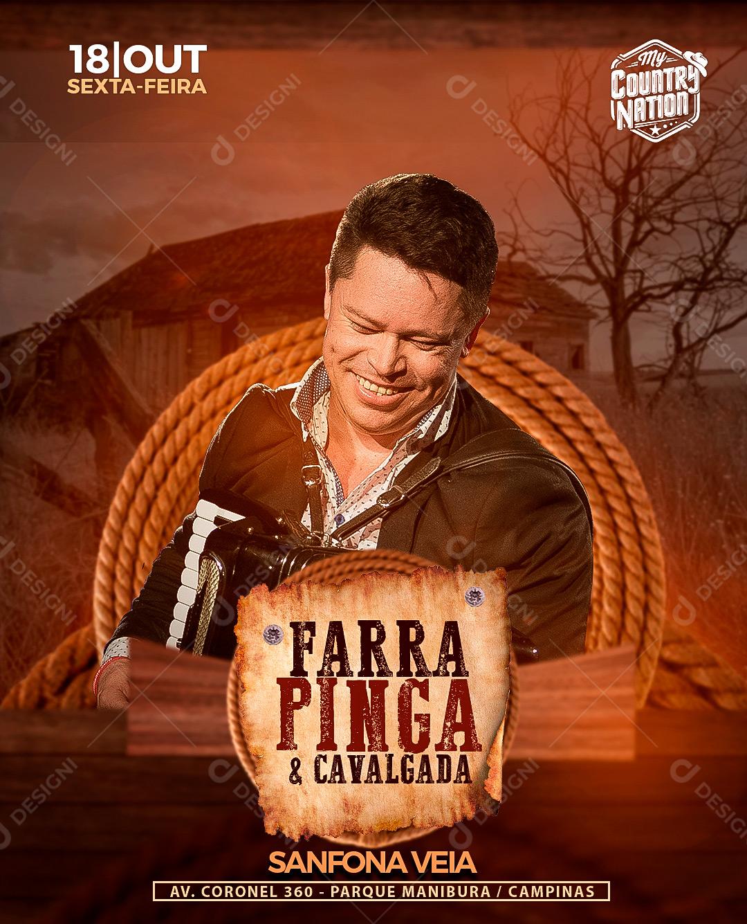 Flyer Farra Pinga e Cavalgada Cantor Artista Social Media PSD Editável