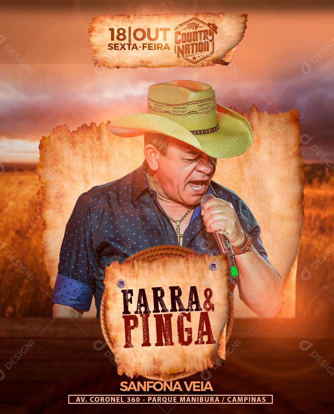 Flyer Farra e Pinga Sertanejo Forro Sanfona Veia Social Media PSD