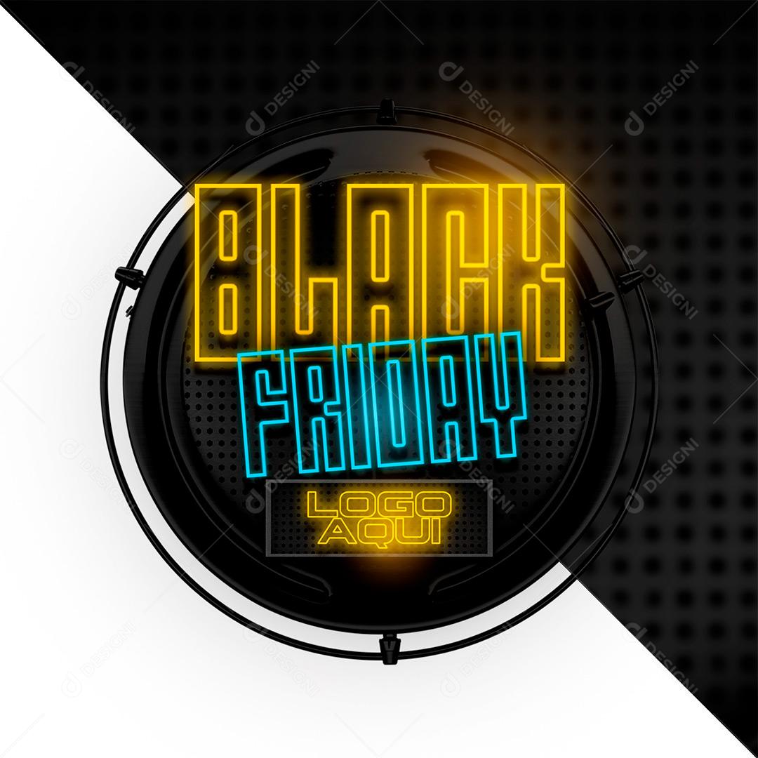 Black Friday Textos Neon Elemento Editável Para Composição PSD