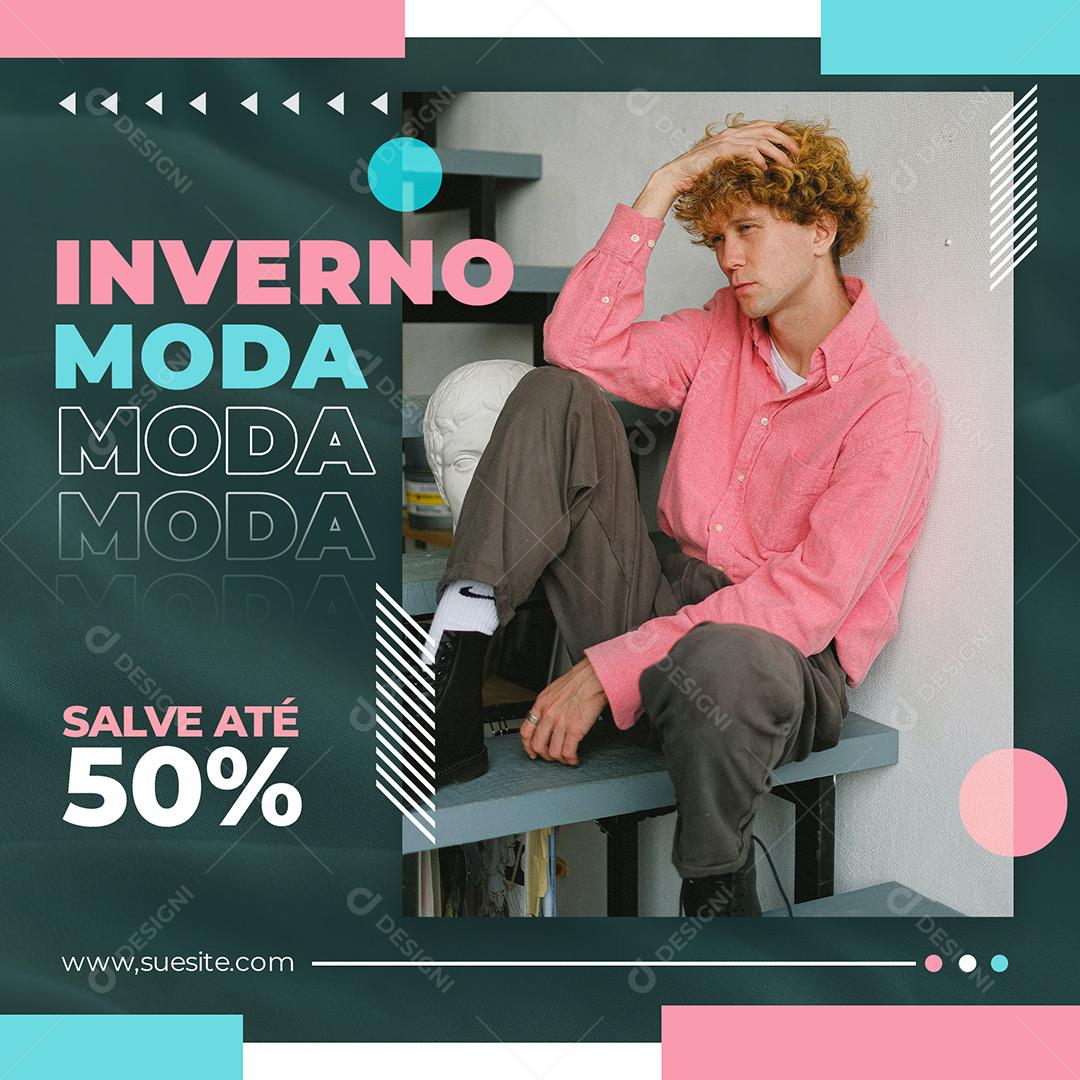 Social Media Modas De Inverno Com 50% De Desconto PSD Editável
