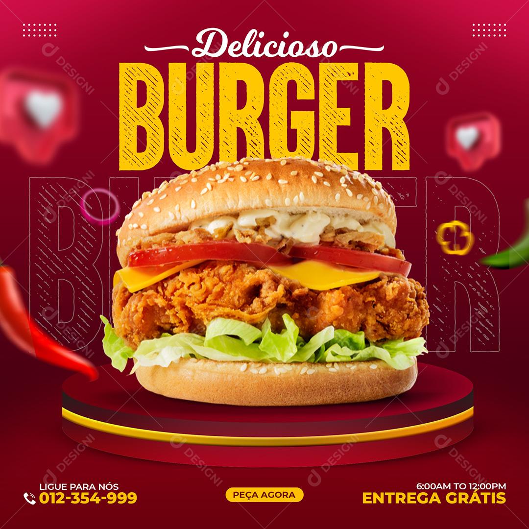 Social Media Hamburgueria Delicioso Burgue PSD Editável