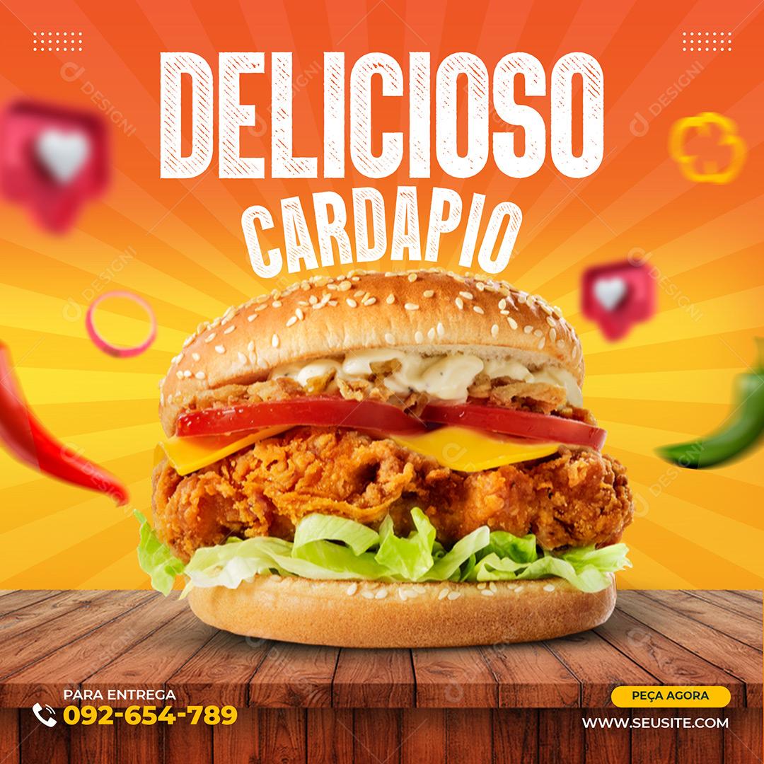 Hamburgueria Social Media Delicioso Cardapio PSD Editável