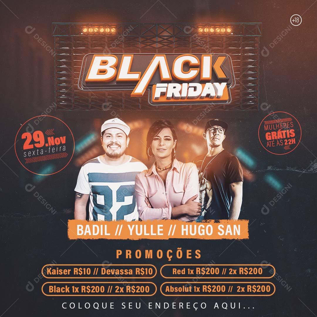 Flyer Black Friday Artistas Promoção Social Media PSD Editável