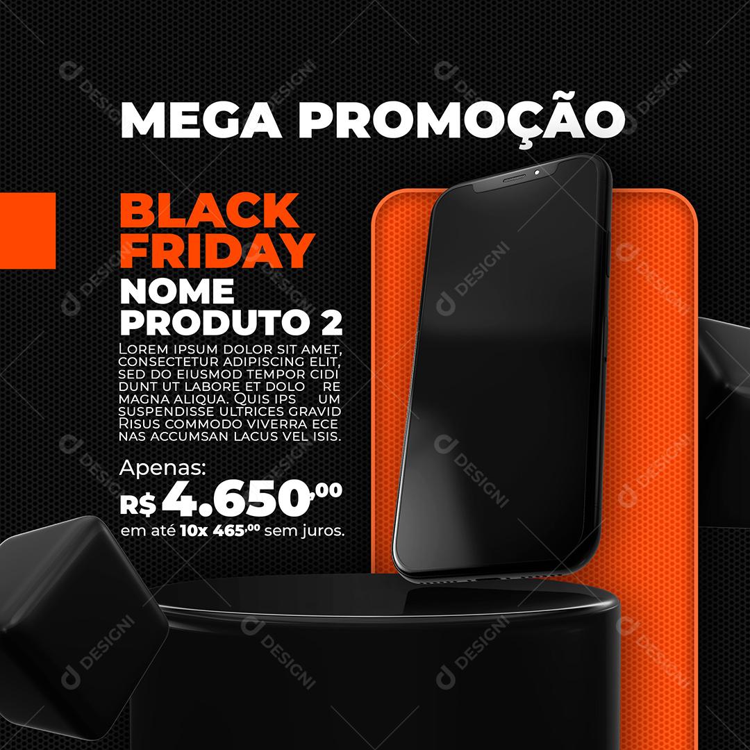 Mega Promoção Black Friday 10x Sem Juros Produtos Celulares PSD Editável