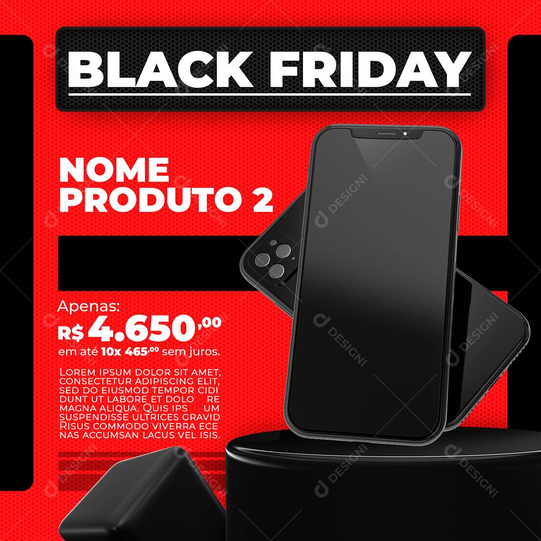 Post Mega Promoção Black Friday Produtos Celulares PSD Editável