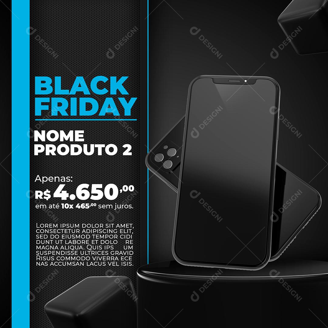 Social Media Mega Promoção Black Friday Produtos Celulares PSD Editável