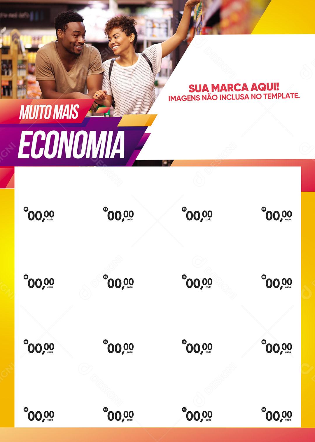 Encarte Supermercado Muito Mais Economia Social Media PSD Editável