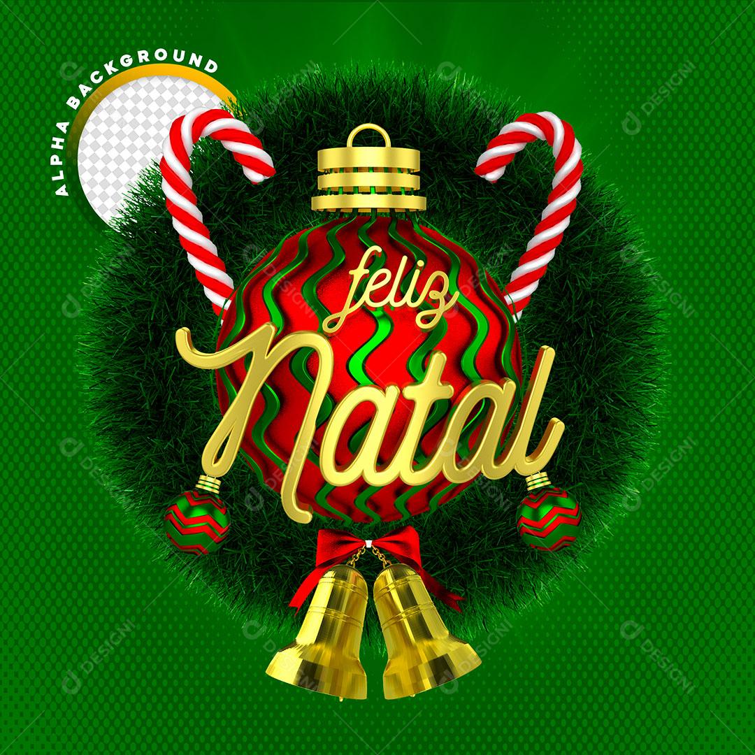 Feliz Natal Selo 3D Natalino Para Composição PSD