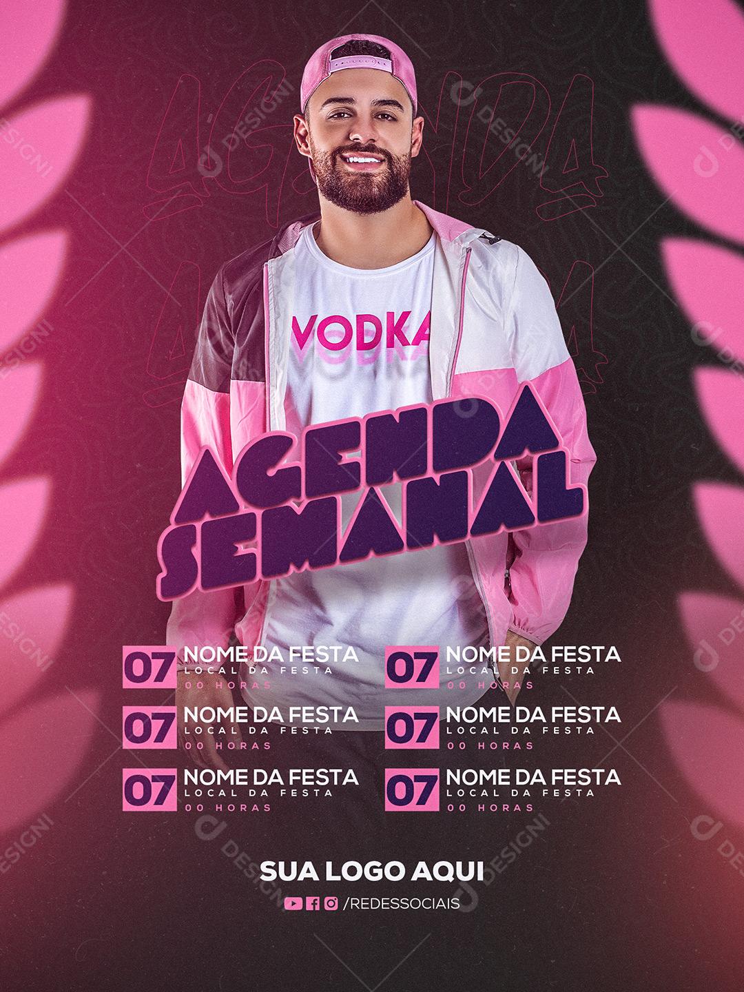 Social Media Flyer Agenda Semanal Feed PSD Editável