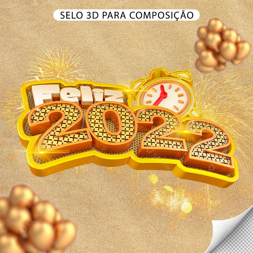 Selo 3D Para Composição Feliz 2022 PNG Transparente Sem Fundo