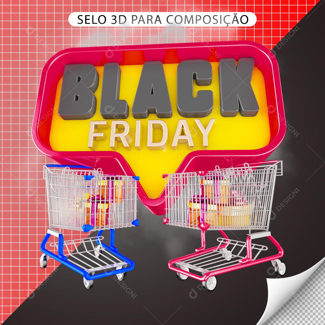 3D Stamp for Black Friday Composition PNG Transparent No Background