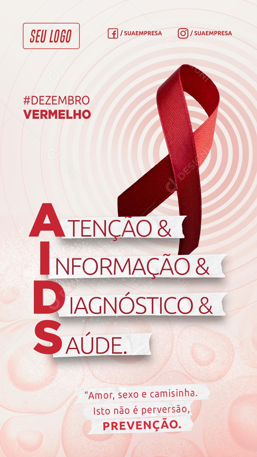 Atenção Informação Diagnostico E Saúde Combate A Aids Social Media PSD Editável