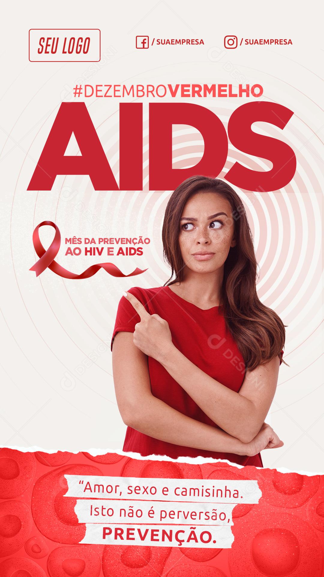 Dezembro Vermelho Mês De Prevenção Ao HIV e Aids Social Media PSD Editável