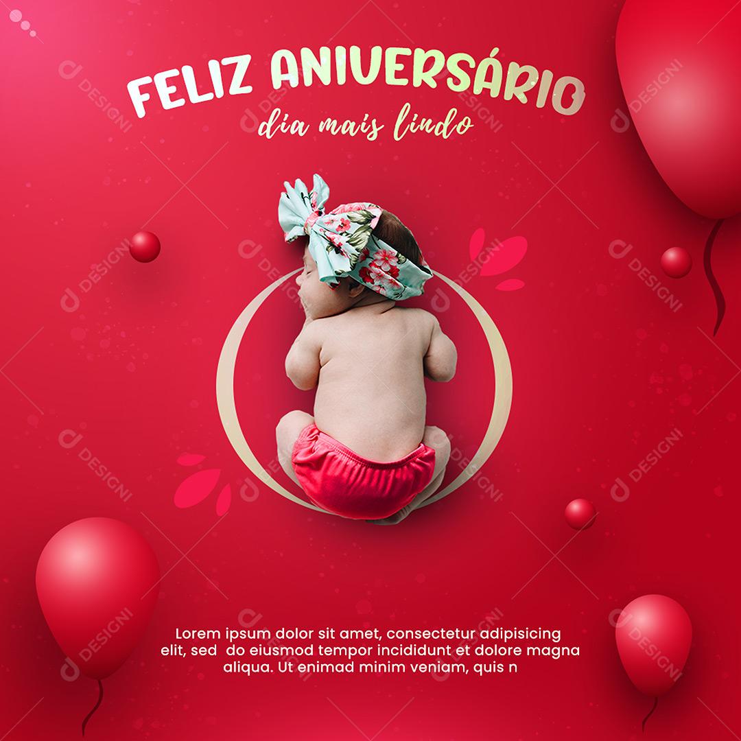 Social Media Feliz Aniversário Datas Comemorativas PSD Editável